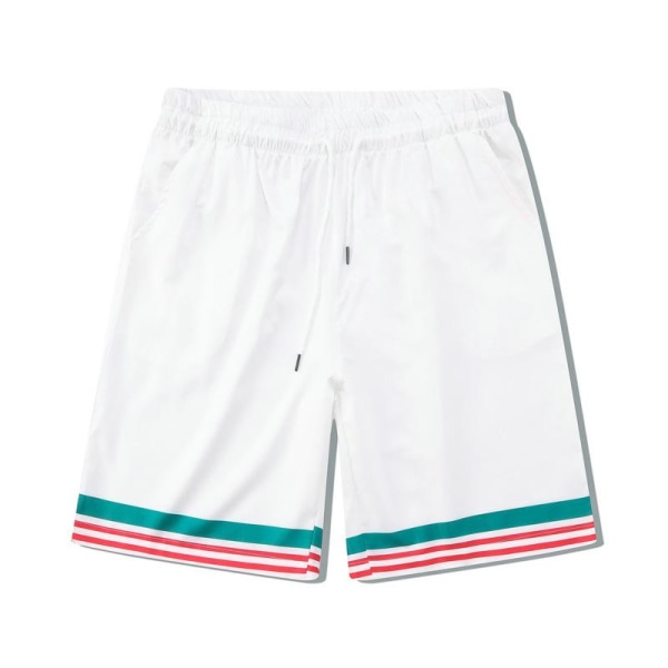 Stadium Print Casablanca Tennis Club kortærmet skjorte og shortsæt, unisex til sommer, afslappet hiphop hawaiiansk strandstil CA02 M