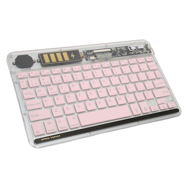 10 tum Transparent Trådlöst Bluetooth-tangentbord Multi-enhetsanslutning Bakgrundsbelysning Ultratunt Tabletttangentbord för Bärbara datorer Telefoner Rosa