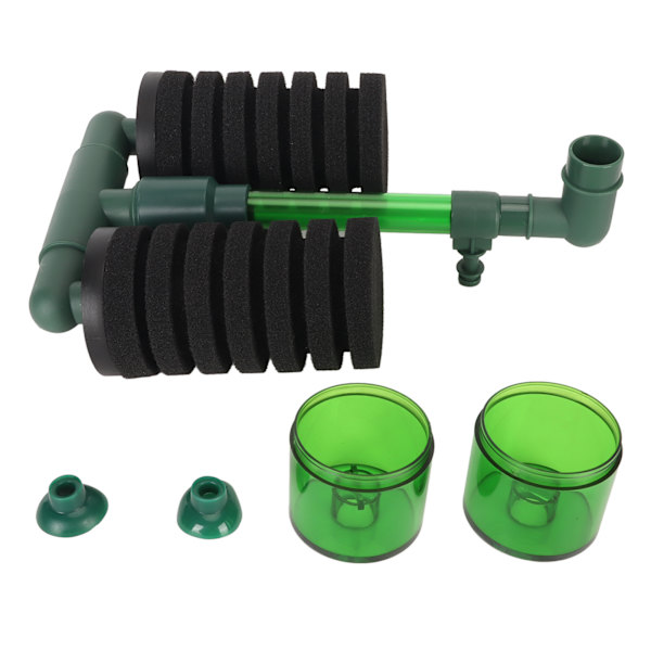 Akvariumsvampsfilter Profesjonelt Ultra Stille Dobbelt Bio-Svampsfilter med 2 Sugkopper for Fisk Reker Oppdretts Tank QS 100A