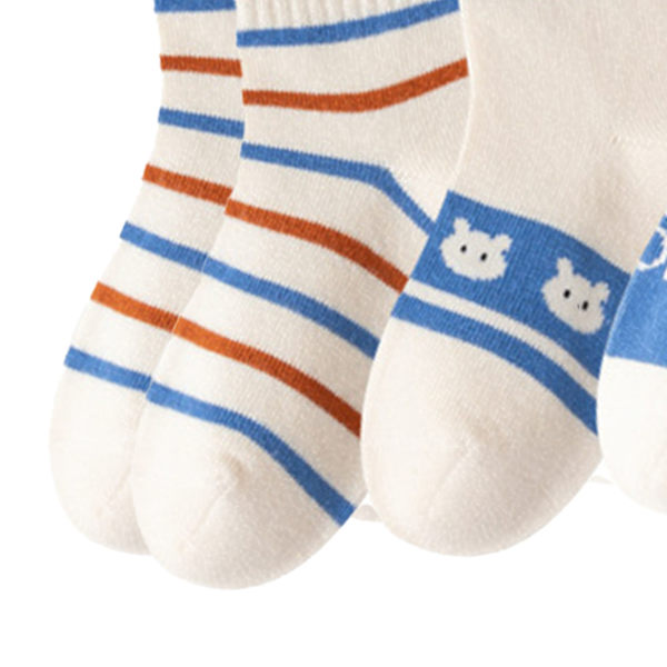 5 Par Barnstrumpor Mid Calf Andningsbara Cartoon Söta Mönster Bekväma Bomullsstrumpor för Pojkar Flickor L, 6‑8 År Gamla, Skostorlek: 29‑32