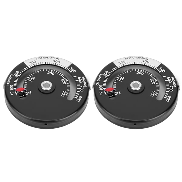 2 stk. magnetisk termometer pejs ovn temperaturmåler køkken temperaturmåler