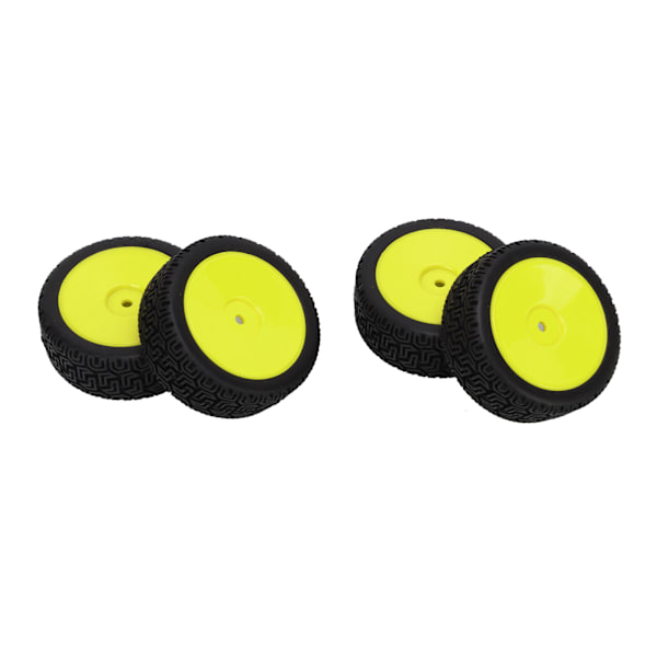 4st 1/10 RC Däck Set Gummi Stark buffrande Hög slitstyrka Slitstarka hjul Set för 1/10 platt sportbil Gul