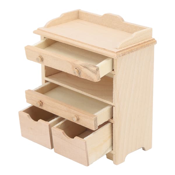 Mini Skuffe Skab Model 1:12 Dukkehuse Solid Træ Møbler Vedhæng DIY Miniature Dekoration Legetøj