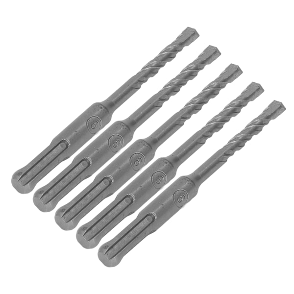 5 stk roterende hammerbor med hardmetallspiss, spiral 2 fløyter, slagbor for murstein 110 mm 6 mm/0,24 tommer åpen diameter