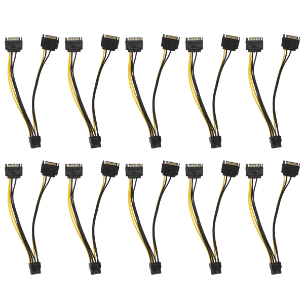 10 stk Sata-kabel Dual 15-pin til grafikkort 6+2-pin grafikkort 8-pin strømforlængerkabel til bærbar computer
