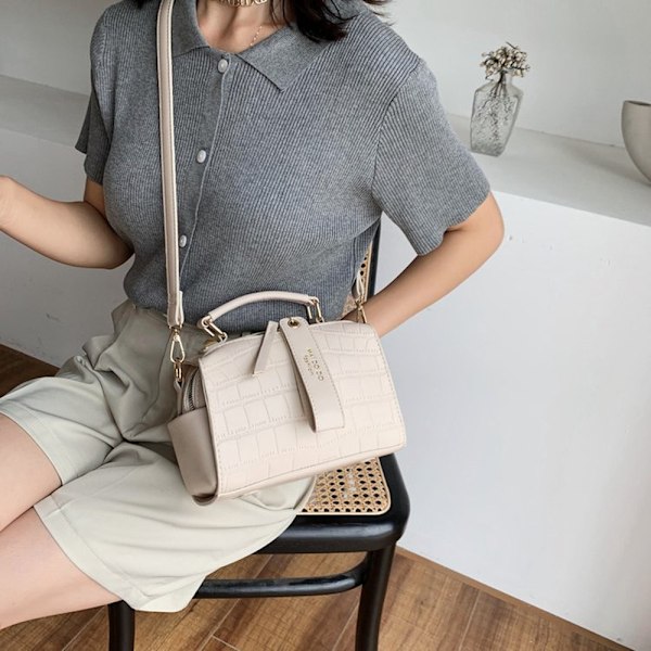 2025 Kvinders Khaki Firkantet Crossbody Taske Unikt Tekstur Design Khaki