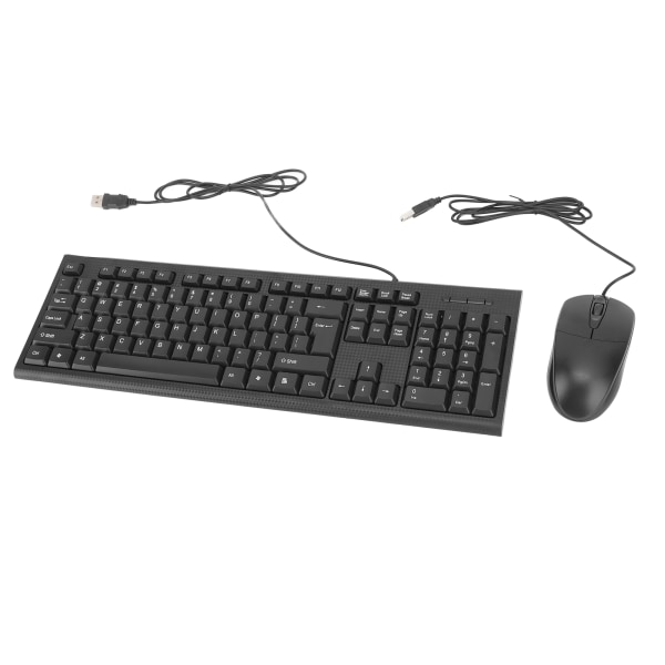 Tastatur og mus Combo Sort Vandtæt 104 Taster Anti Slip USB Kabelforbindelse Tastatur Mus Sæt til Gaming Office