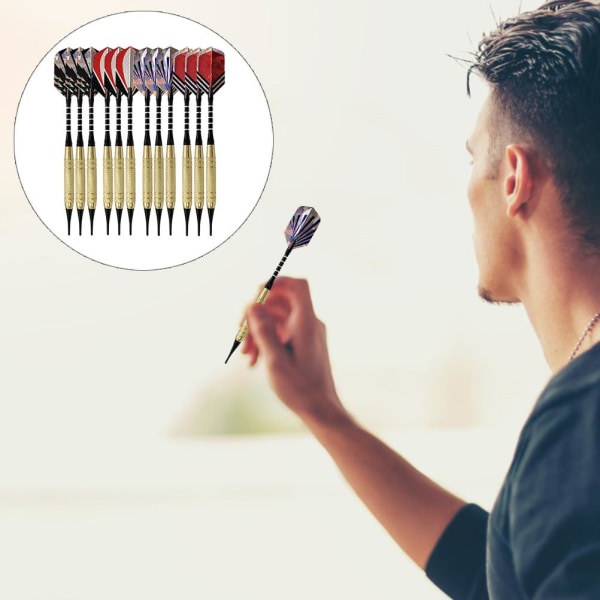 Professionellt Dartset med Mjuka Spetsar, 12 Dartkroppar, 30 Dartvingar och 100 Mjuka Dartspetsar, Perfekt Present för Dartälskare