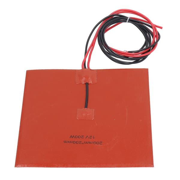 Silikone Varmeplade Varmemåtte 180℃ 200x200mm 200W Tilbehør til 3D Printer Hotbed DC12V