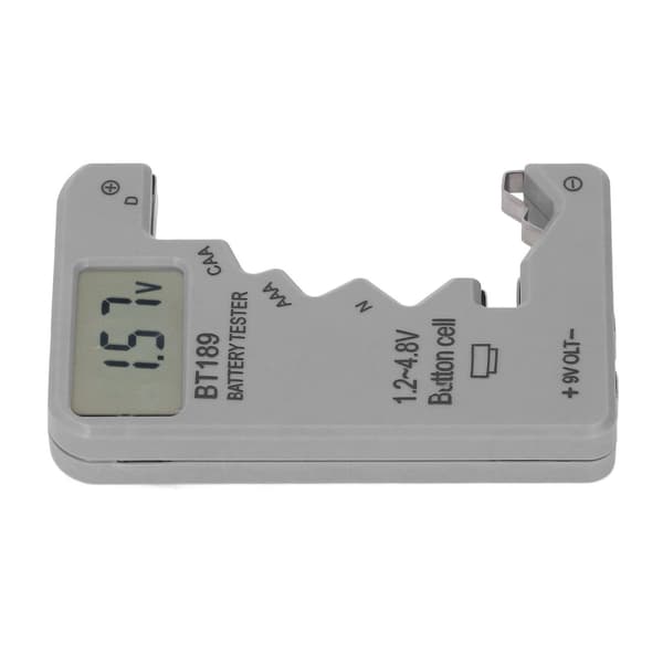 Digital batteritester sanntids LCD-skjerm Universal grått ABS-hus batterikontroll for deteksjon