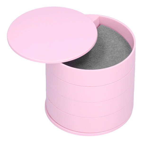 MultiLayer Smykkeæske Støvfri Roterende Opbevaringsbeholder Organizer til Smykker (Pink 4-Lag)