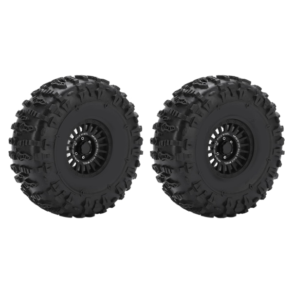 2 Pakke Fjernkontrollbil Aluminium Legering Dekk Sterk Demping Gummihjul for Fjernkontrollbil Svart