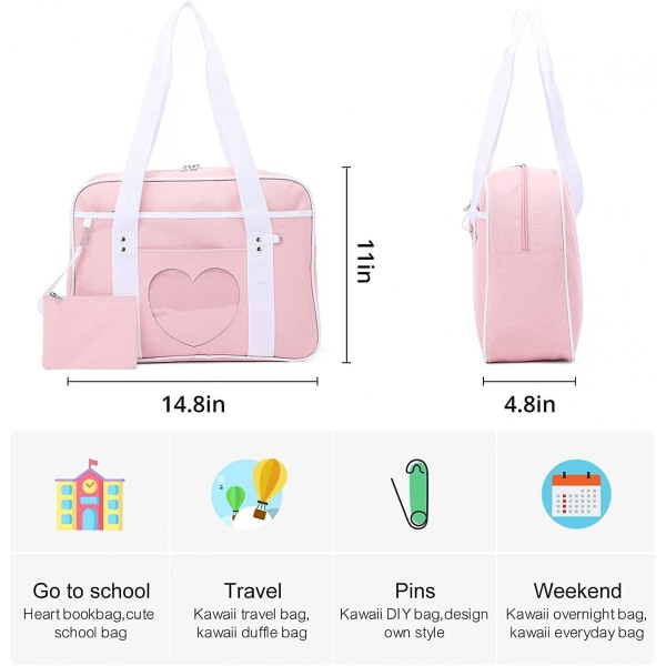Ita Bag Heart Japanese School Bag Large Anime Shoulder Bag Kawaii Handbag For Women A916-171 Pink 2