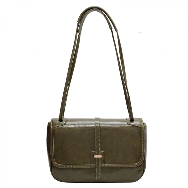 Portföljväska i äkta läder dam vintage handväska grön)