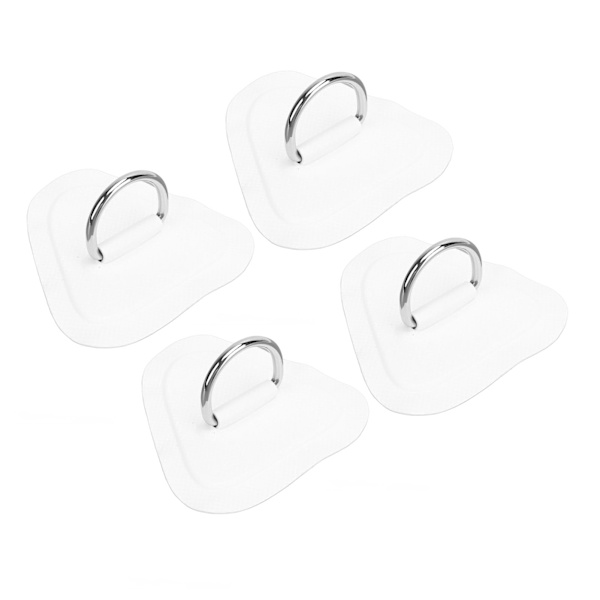 4 stk. D-ring patch rustfritt stål D-ring pad for oppblåsbar båt surfebrett jolle padlebrett hvit