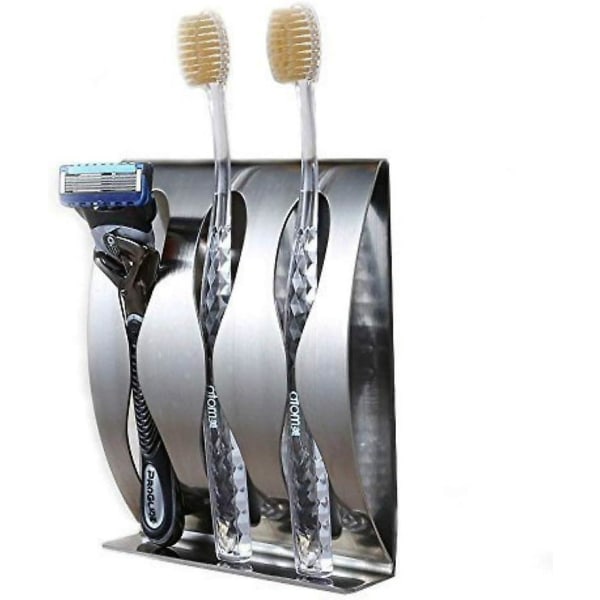 Självhäftande tandborsthållare i rostfritt stål - Väggmonterbar tandhygienförvaring för badrum och kök