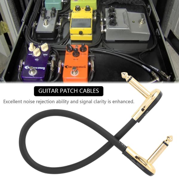 Hållbar 30 cm gitarr effektpedalbräda patchkabel sladd 1/4\" platt rätvinklig kontakt