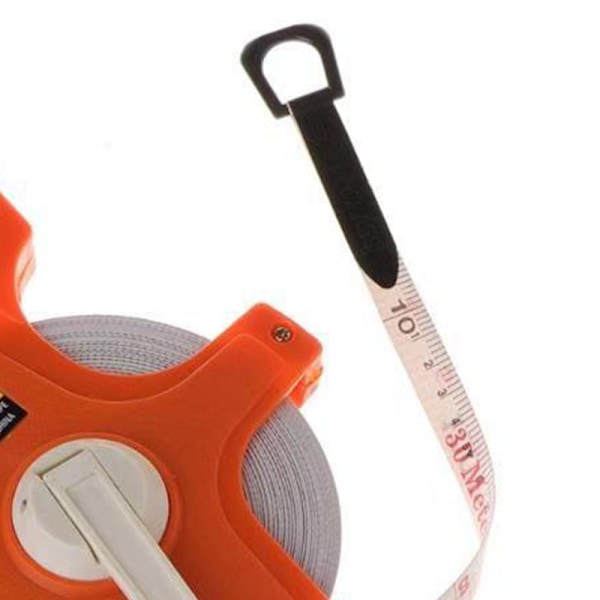 Handvev måttband med spik Bärbar plast ram Fiber mätband 12,5 mm bredd 30 meter