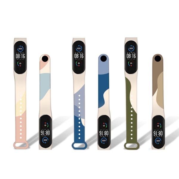 Värikäs ranneke yhteensopiva Xiaomi Mi band 3/4/5/6 kanssa, pehmeä TPU-ranneke, vaihdettava ranneke