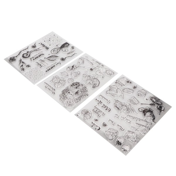 3 stk gjennomsiktig stempel TPR Assorted Styles Hudvennlig Enkel å bruke Klart stempel for kortlaging Scrapbooking