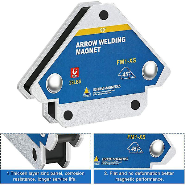 Magnetisk Svetsvinkel - Set med 4, 45°, 90°, 135° Vinkelhållare, 12,5 kg, Longziming Svetstillbehör
