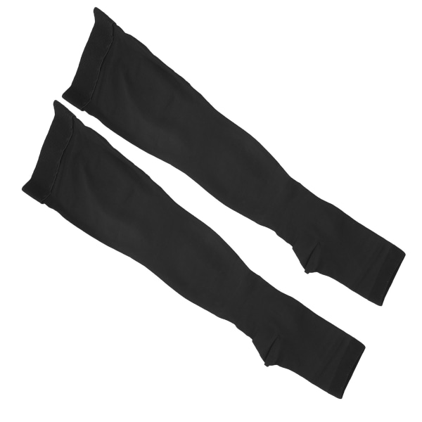 Kompression långa strumpor Öppen tå nivå 2 Elasticitet Smärtlindrande strumpor polyuretan (nivå 2 öppen tå långa strumpor (svart) XL)