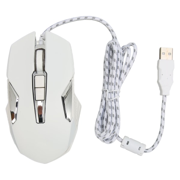 RGB Gaming Mouse 7200 DPI Programmerbare knapper Baggrundslys Software Support DIY Rapid Fire knap USB Wired Game Mouse Hvid