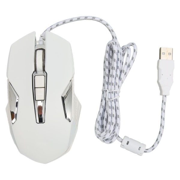 RGB Gaming Mouse 7200 DPI Programmerbare knapper Bakgrunnsbelysning Programvarestøtte DIY Rapid Fire Button USB Wired Game Mouse White