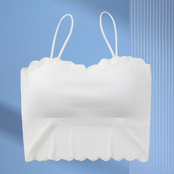 Kvindes Kort Tanktop Spaghettistropper Slim Fit Polstret Sømløs Tanktop til Daglig Brug Hvid Fri Størrelse