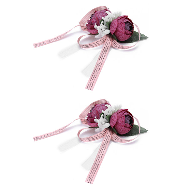 2 stk kunstige håndleddsblomster, innovative brudepikehåndleddskorsett, bryllupsdekorasjon, lilla