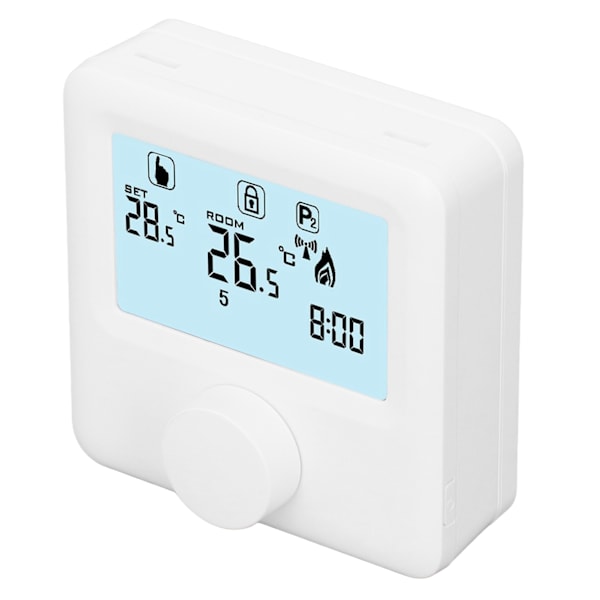 Digital temperaturregulator LCD-skjerm Programmerbar termostat for kjele Hvit 30‑230VDC