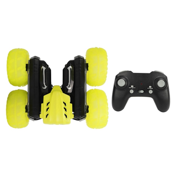 2.4G Dobbeltsidig RC Stuntbil 360 Graders Flips Roterende Lyd Lys Genopladelig Fjernstyret Stuntbil Gul Enkelt Batteri