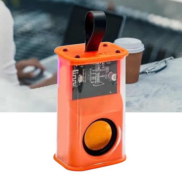 Kirkas Bluetooth kaiutin, läpinäkyvä case RGB Light Type C Kannettava langaton kaiutin silikoninauhalla Oranssin ulkomatkoille