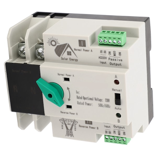 Dubbel automatisk omkopplare 2P Millisekund Snabb omkoppling Tidskontroller AC230V 50/60Hz PV till elnät 100A