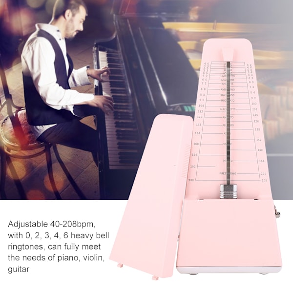 Metronom Metal Mekanisk Kerne Violin Klaver Guitar Musikinstrument tilbehør Pink
