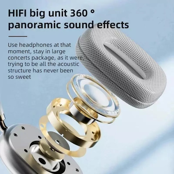 P9 Pro Max ANC -kuulokkeet iPhonelle – Langattomat ulkokäyttöön tarkoitetut Bluetooth 5.3 -kuulokkeet mikrofonilla white