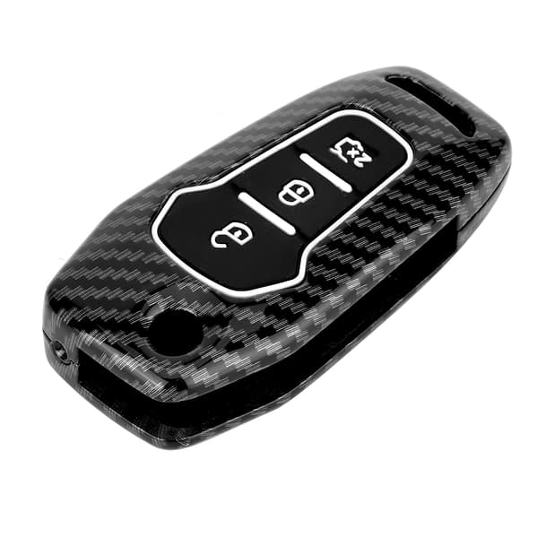 3-knaps sort kulfiber fjernbetjenings nøgle foldbart etui til Ford