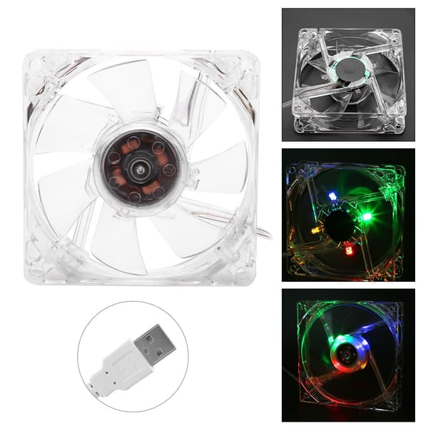 8 cm USB Farverig Lys Gennemsigtig Køleventilator 5V CPU Køleventilator Til PC Computer