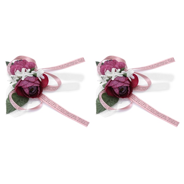 2 stk kunstige håndleddsblomster, innovative brudepikehåndleddskorsett, bryllupsdekorasjon, lilla