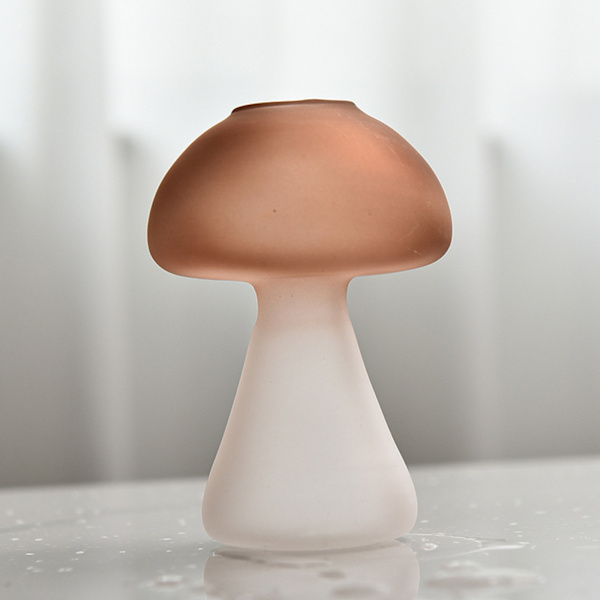 Frostig svampvas i färgat transparent glas, hydroponisk vas, heminredning, aromaterapiflaska