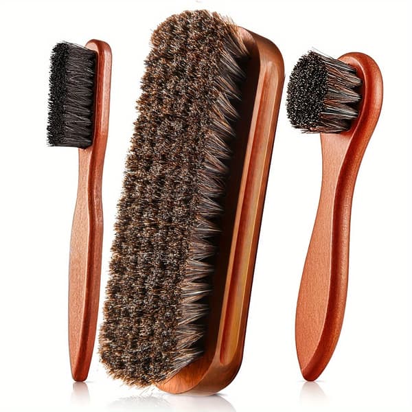 Skoputsborsteset med hästhår för stövlar och mockaskor pointed tail brush