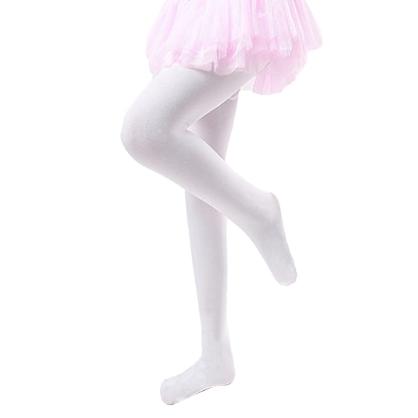 Jentedansestrømper 800D Fleece Tykkere Varme Myke Komfortable Hvite Dansetights for Barn S Lengde 60cm / 23.6in