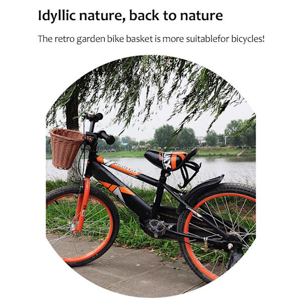 Børnecykelkurv, Kids Forhjulskurv, Plastik Rattan Kurv til Cargo Kurv Opbevaring til Cykel