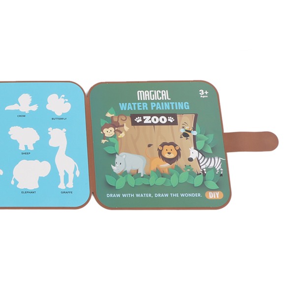 Sammenfoldelig sletbar kladdebok tidlig pedagogisk sammenleggbar gjenbrukbar tegnebok for barn Zoo