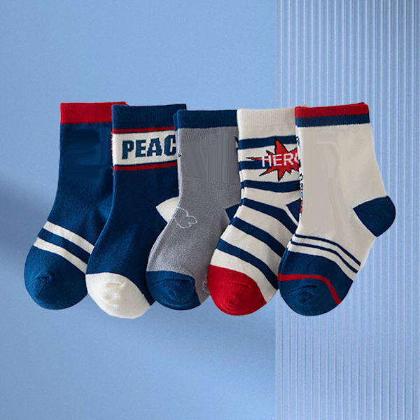 Toddler Crew Socks med Cartoonfigurer - Kammat Bomull Mjuka Elastiska Andningsbara Barn Högstrumpor för Vår Höst M 25 till 28 EU Storlek för 3 till 5 År Gammal