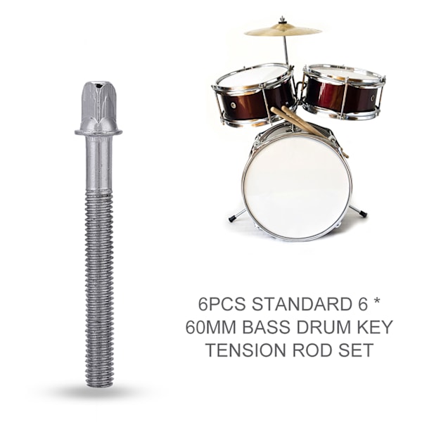 6 ST Standard 6 * 60 mm bastrumnyckelspänningsstångssats set