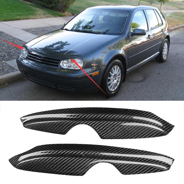 2 st kolfiber strålkastarögonbryn ögonlocksskydd för Golf 4 MK4 IV 1999-2004