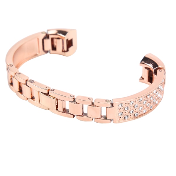 Armbånd i rustfritt stål for kvinner med innlagte steiner, håndleddsdekorasjon for Fitbit Rose Gold