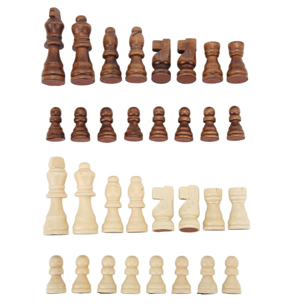 32PCS Internationella schackpjäser Tvåfärgad träschackfigurer Barnunderhållningsleksaker