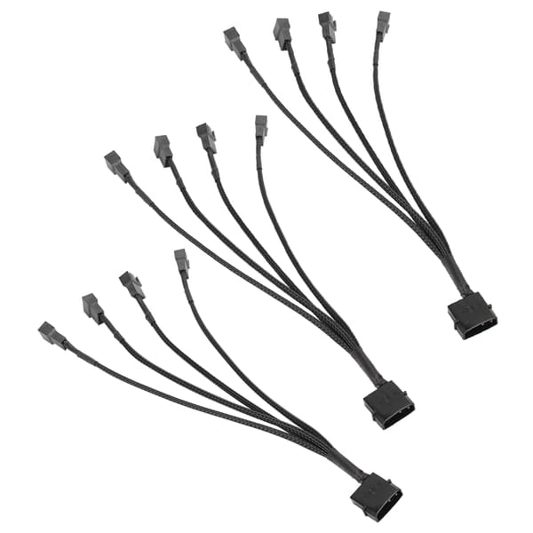 3 stk. forlængerkabel 1 til 4 splitter til computer CPU chassis blæseradapter 4P til 4Pin
